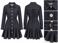 Γυναικείο σκούρο μπλε denim shirt dress χωρίς τσέπες, με λεπτή μαύρη ζώνη