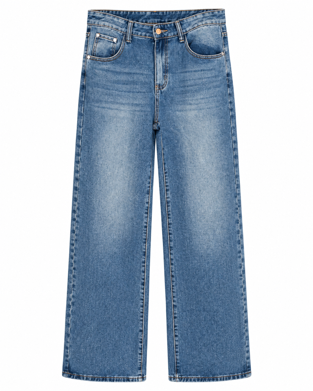Γυναικείο μπλε wide leg denim παντελόνι εμπρός