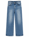Γυναικείο μπλε wide leg denim παντελόνι εμπρός